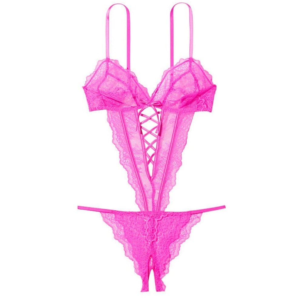 Victoria secret lace crotchless teddy